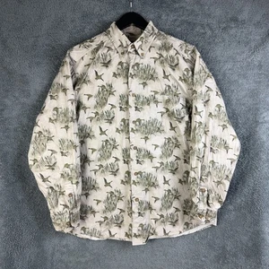 Woolrich Flying Duck Long Sleeve Button Down Shirt Mens Medium Brown 90s - Picture 1 of 16