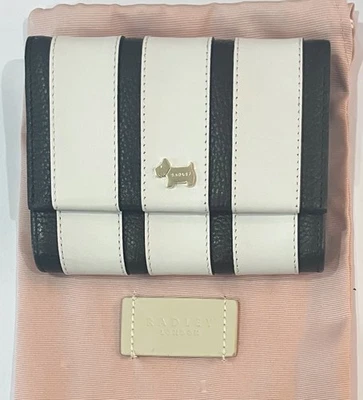 Cartera Radley London Rayas Negras y Crema Pequeña con Solapa Sobre el Polvo - Nueva Sin Etiquetas Foto 1 de 4