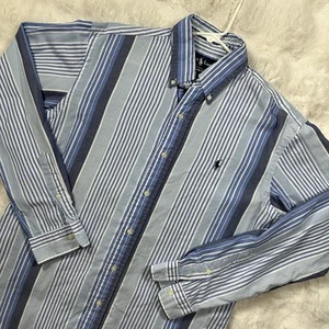 Camisa Ralph Lauren Para Hombre Rayas Medianas PRL 67 Fina Naval Sastrería L/S Botón - Imagen 1 de 8