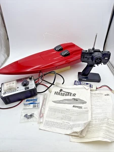 Vtg 90’s 24” Aquacraft Models Hammer RC Boat COMPLETE 2 Batteries Charger EUC - Picture 1 of 24