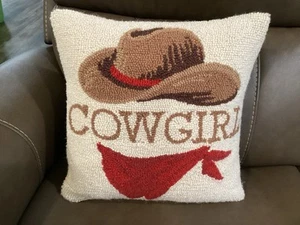 Cowgirl Needlepoint Throw Pillow From Pioneer Woman Mercantile Store NWT - Picture 1 of 5