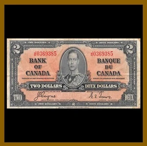 Canada 2 Dollars, 1937 P-59c Coyne-Towers Cir - Picture 1 of 2