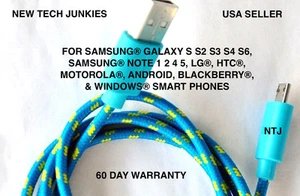 NTJ 6ft Braided Micro USB power cord Charger Cable for samsung s6 s6+ s7 HTC LG - Picture 1 of 22