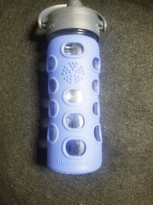 Lifefactory BPA Free 12 oz Glass Water Bottle Silicone Grip w/Straw All Purpose - Image 1 of 4