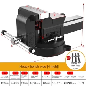 Heavy Duty Bench Vise Clamping Vise Multi-function Universal Bench Table Vise - Picture 1 of 20
