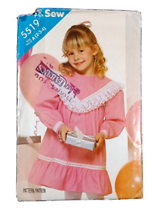 See&Sew 5519 Girl's Fancy Ruffled Dress Toddler Size 2 3 4 Uncut Folded Pattern