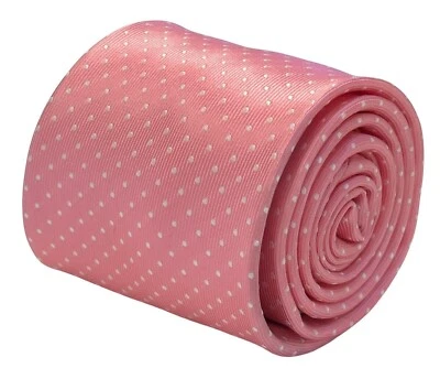 light baby pink mens tie white pin spot   by Frederick Thomas - Image 1 of 4