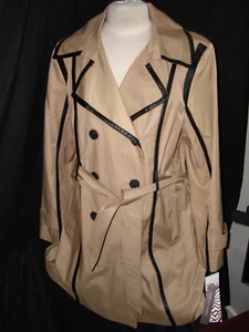 NEW NWT DANA BUCHMAN Belted Double Breasted Trench Coat Size XL Button-Up Cuffs - Picture 1 of 9