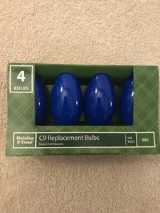 Christmas bulbs Holiday time 4 bulbs c9 120volt blue - Picture 1 of 3