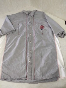 Eight 732 Men's 3XL Gray Red Striped Button Up Casual Shirt Pre-owned - Picture 1 of 12