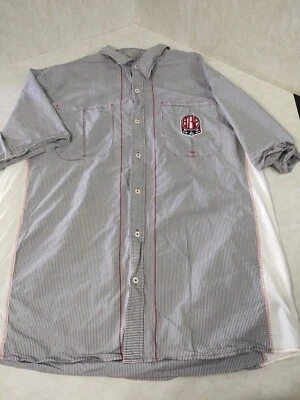 Eight 732 Men's 3XL Gray Red Striped Button Up Casual Shirt Pre-owned - Image 1 of 4