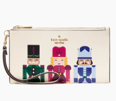 Nuevo Kate Spade Oh What Fun Cascanueces Doble Cremallera Muñequera Merengue Multi Foto 1 de 3