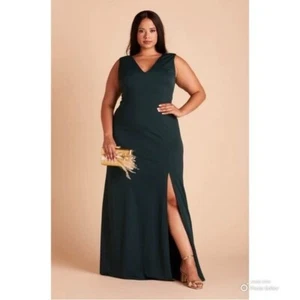 Birdy Grey Emerald Green Crepe Shamin Dress Size 1X Bridesmaid Formalwear NWT - Picture 1 of 16