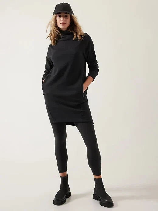 ATHLETA Cozy Karma Mock Neck Dress M Medium | Black #882071