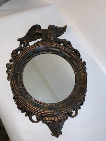 Vintage Coppercraft Guild Federal Eagle Round Plastic Porthole Mirror 3389 21" Cover