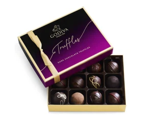 Godiva 12 Stück Gourmet Dunkle Schokolade Trüffel Geschenkbox Sortiment - Bild 1 von 4