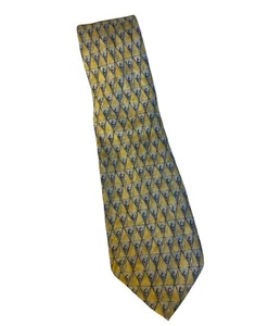Corbata Bettini seda amarillo plata estampado diamante Italia Nordstrom 60”L 4”W corbata - Imagen 1 de 9