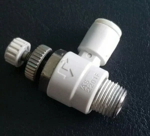 SMC push-to-connect 90 deg flow control air fitting 5/32 x 1/8 NPT AS2201F - Picture 1 of 3