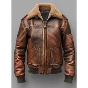MENS RAF AVIATOR SHEEP SKIN LEATHER BOMBER WINTER FLYING PILOT JACKET COAT - Bild 1 von 4