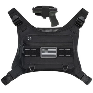 Paquete de pecho deportivo para hombre bolsa de pecho frontal se adapta a la mayoría de las pistolas bolsa de pecho Harne... - Imagen 1 de 7