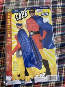 Disfraz de superhéroe adulto capa hombres mujeres Halloween villano mago azul satinado - Imagen 1 de 3