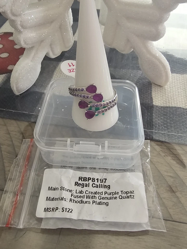 Anillo Bomb Party Talla 11 RBP8197 Regal Calling LC Topacio Púrpura Chapado en Rodio Foto 1 de 1