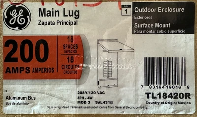 GE TL18420R 200a 120vac 3ph 4w 18/18 Nema 3 Montaje en Superficie Terminal Principal Nuevo Foto 1 de 3