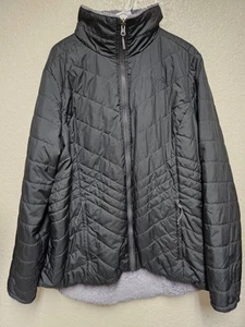 North Face Reversible XL Puffer Jacket Women's Winter Cold Zip Up Black Grey - Picture 1 of 6