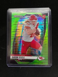 Carson Steele 2024 Panini Prizm #377 Neon Green Pulsar RC Kansas City Chiefs - Picture 1 of 2