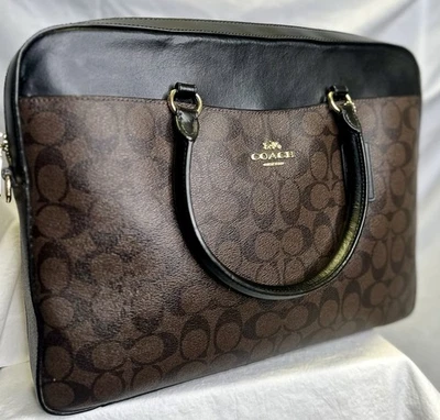 ТРЕНЕР подпись логотип черный и коричневый шагреневой кожи портфель ноутбука рабочая сумка - Изображение 1 из 4