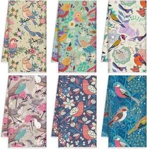 Redbaker 6 Pcs Birds Kitchen Towels Garden Floral Dish Small, Bright Color - Picture 1 of 7