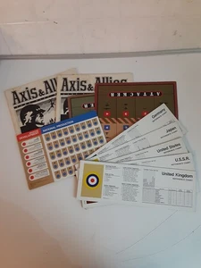 Vintage Axis Allies Board Game Pieces Reference Cards Manual - Picture 1 of 6