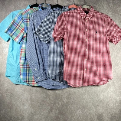 Ralph Lauren Lot Of 5 Shirt Boys L 14/16 Check Plaid Button Down Preppy Casual - Image 1 of 4