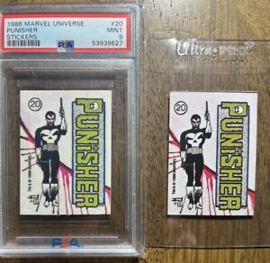 The Punisher Lot 1986 Marvel Universe Stickers #20 - PSA 9 and 1 Grade-able Copy
