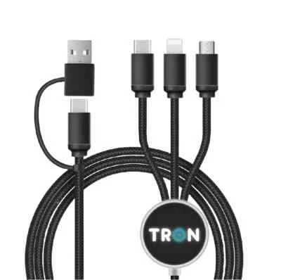 5-in-1 Braided Charging Cable - 5FT, with LED Light - Image 1 of 2