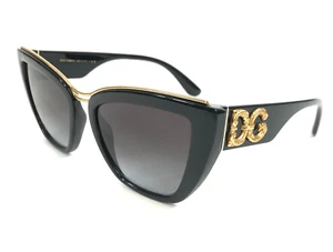 Dolce & Gabbana Sunglasses DG6144 501/8G Black Cat Eye with Gradient Gray Lenses - Picture 1 of 13