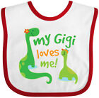Inktastic My Gigi Loves Me Grandson Dinosaur Baby Bib Cute Grandchild Boys Green