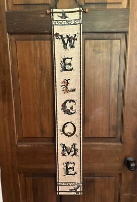 Tapiz de tirar de campana de pancarta "BIENVENIDO" de colección colibrí Ladybug pájaro flores Foto 1 de 4