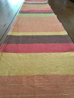 Crate And Barrel Fall Autumn Woven Table Runner 14” x 108” Multicolored Striped - Image 1 of 4