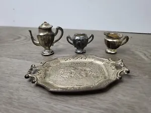 Vintage Silver Plate Service Lot Coffee Service Tray Pitcher Occupied Japan - Picture 1 of 7