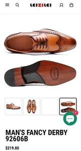 LEIZILEI formelle elegante Schuhe für Herren Brogue Echtleder Derby Schuhe US 9,5 - Bild 1 von 20