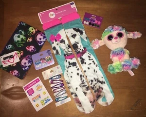 Claire’s Ty Beanie Boo Puppy Rainbow Bag Earrings Hair Easter + Justice Sticker - Picture 1 of 10