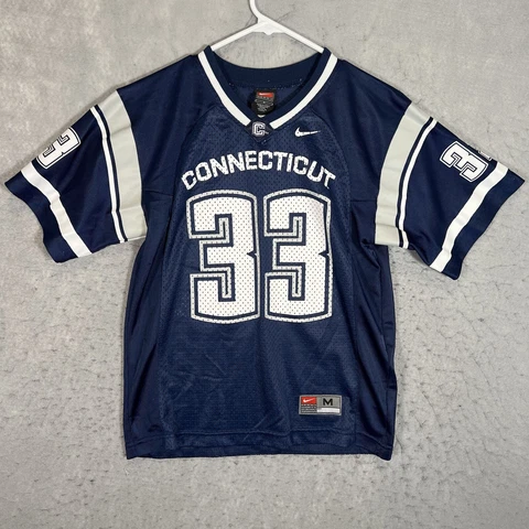 A1 Vintage Nike UCONN Huskies Football Jersey T Shirt Youth Medium Blue Mens Cover