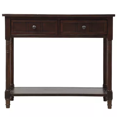 Series Console Table Traditional Design with Two Drawers and Bottom Shelf - Image 1 of 4