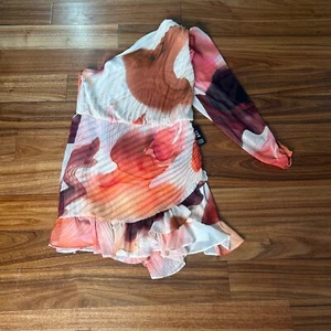 Express One Shoulder Ruffle romper Floral Print Party Cocktail Size S - Picture 1 of 8