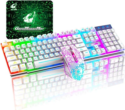 T3 Wireless Keyboard Mouse Combo, Rainbow Backlit 2.4G Rechargeable Mechanical - Image 1 of 4