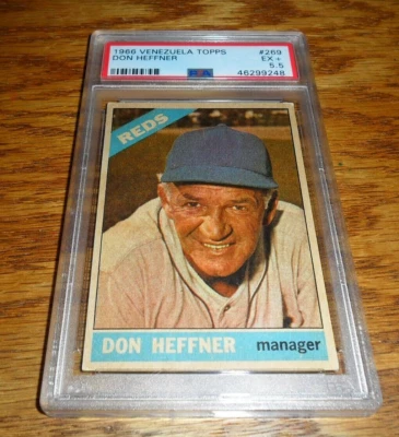 1966 Venezuela BASEBALL CARD Topps #269 Don Heffner CINCINNATI REDS PSA 5.5 EX+ - Image 1 of 3
