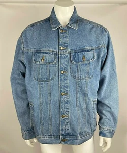 Wrangler Rugged Wear Denim Jacket Long Sleeve Button Up Pockets Blue Mens XL T - Picture 1 of 11