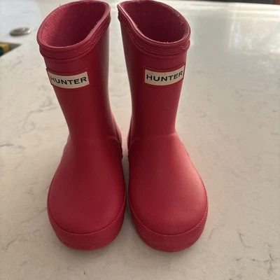 Botas de chuva Hunter crianças meninas rosa escuro 6/7 crianças usadas - Imagem 1 de 4