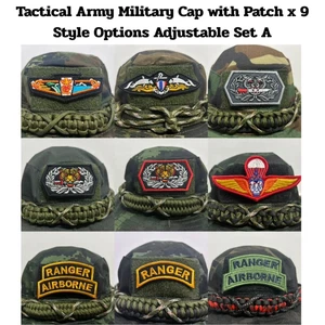 Rare Tactical Army Military Cap Patch Options Adjustable  x 9 Style Set A - Picture 1 of 10